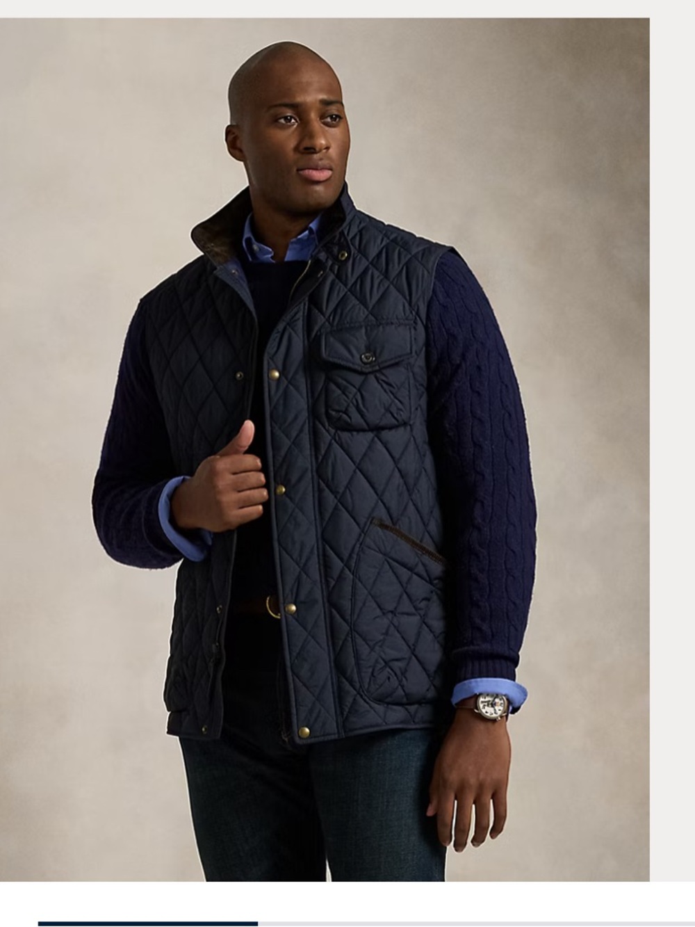 Men's Ralph Lauren Beaton Quilted Utility Vest in Navy